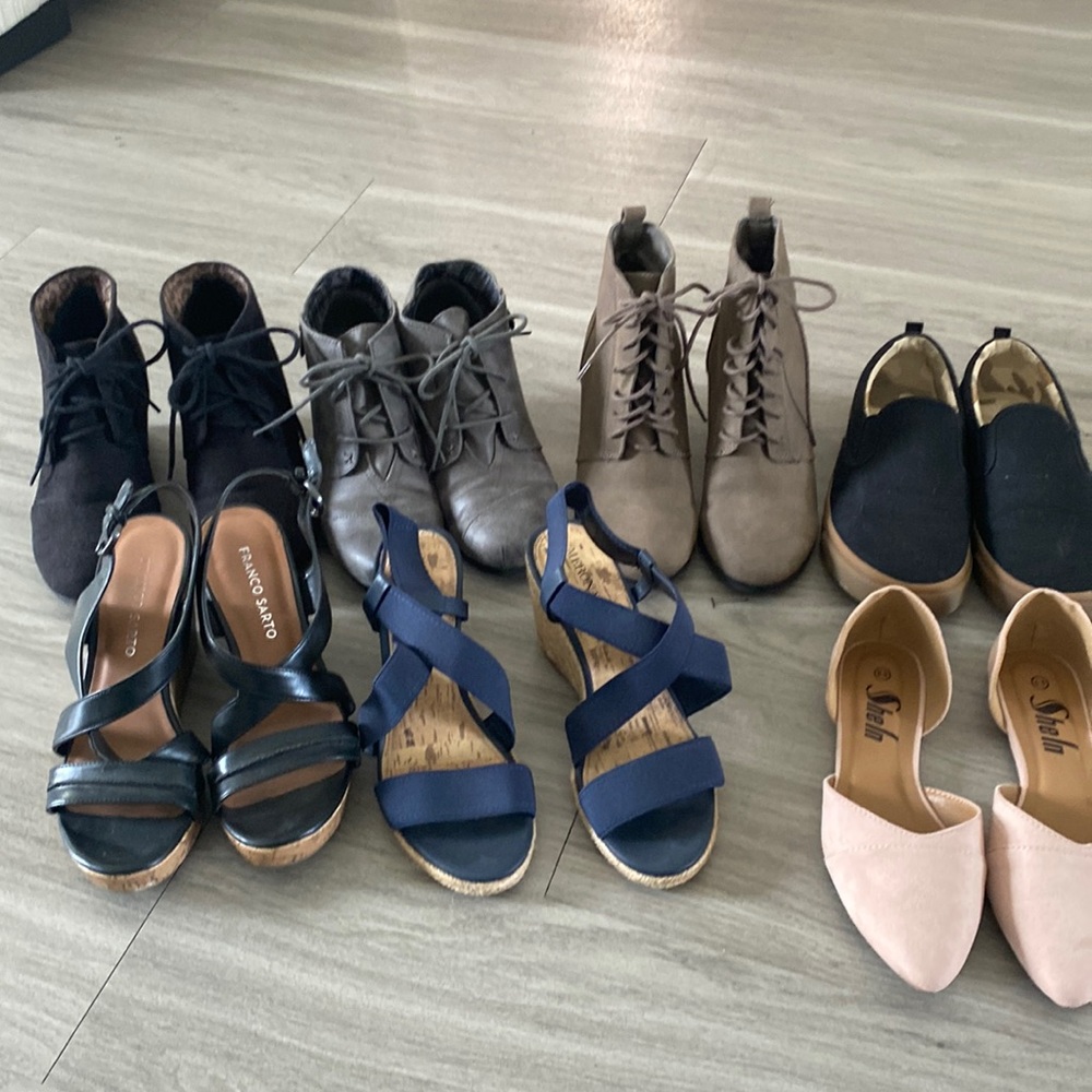 Random shoes size 6.5 lot sale wedges, flats and booties boots